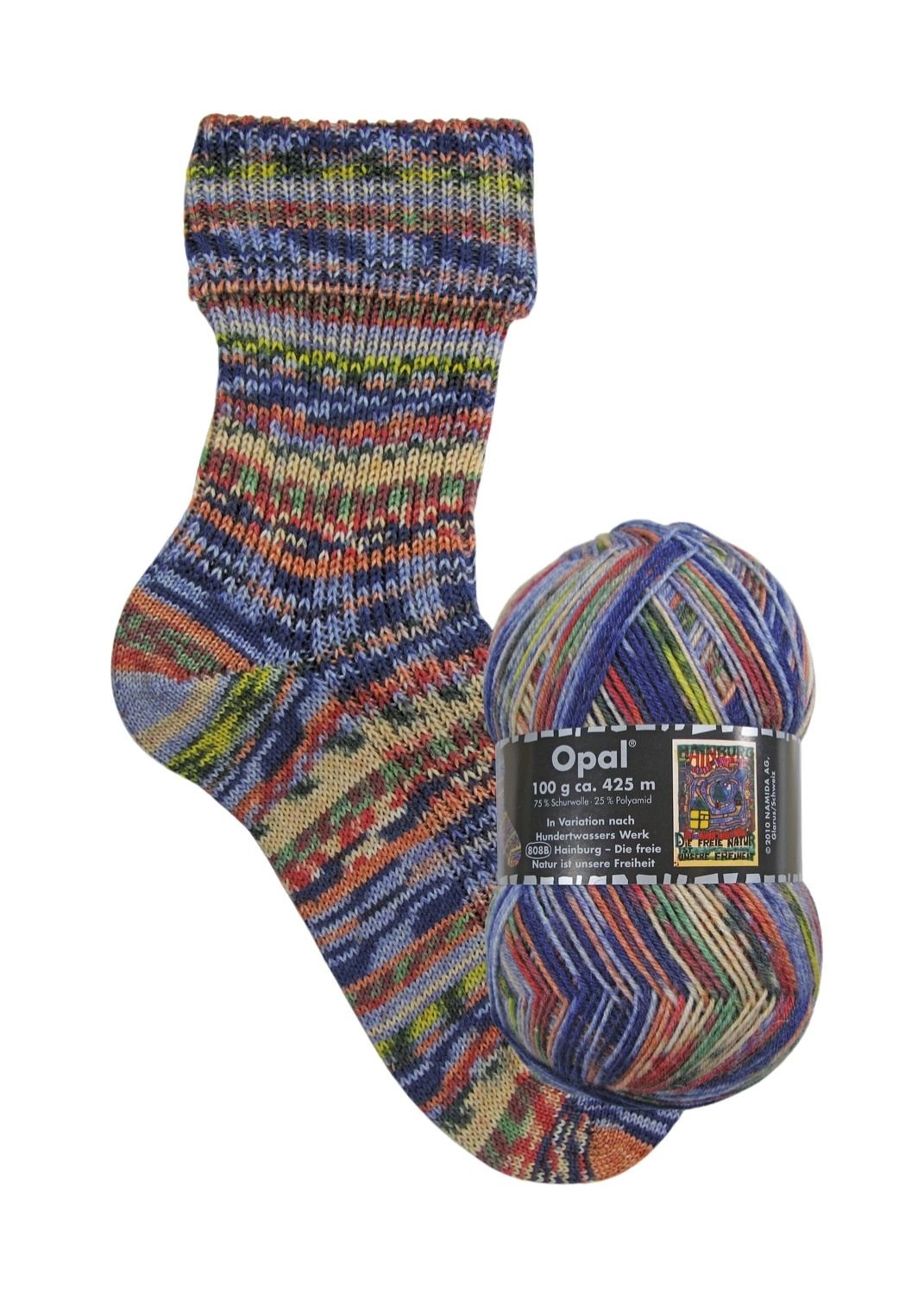 Opal Hundertwasser III | 4 - fach Sockenwolle 100g | Farbe 3204 - Rebecca - Online.de