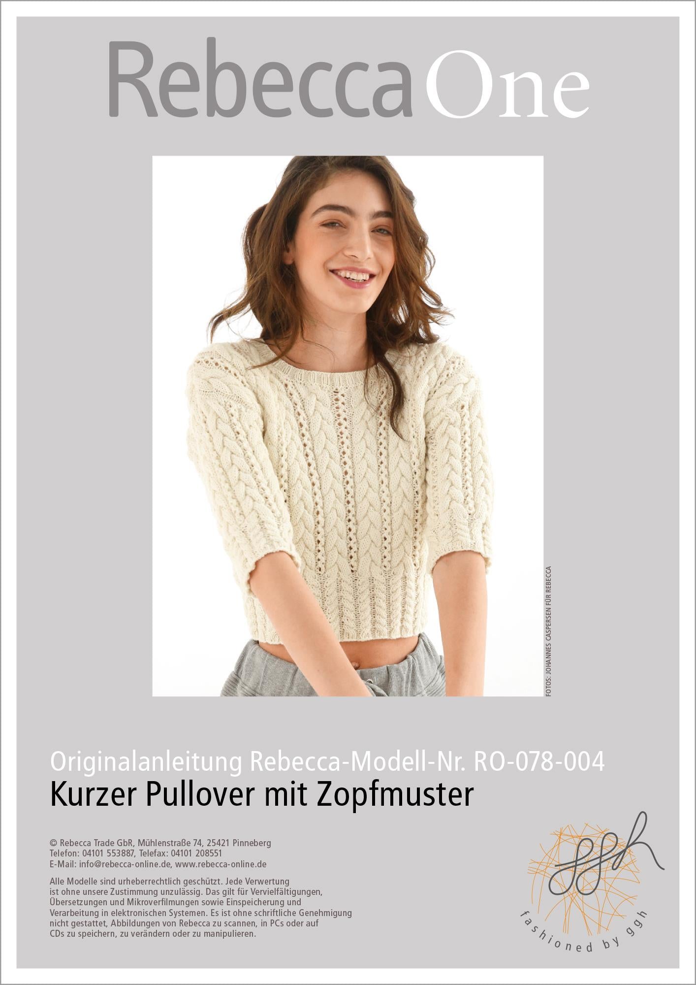 Anleitung - Kurzer Pullover mit Zopfmuster