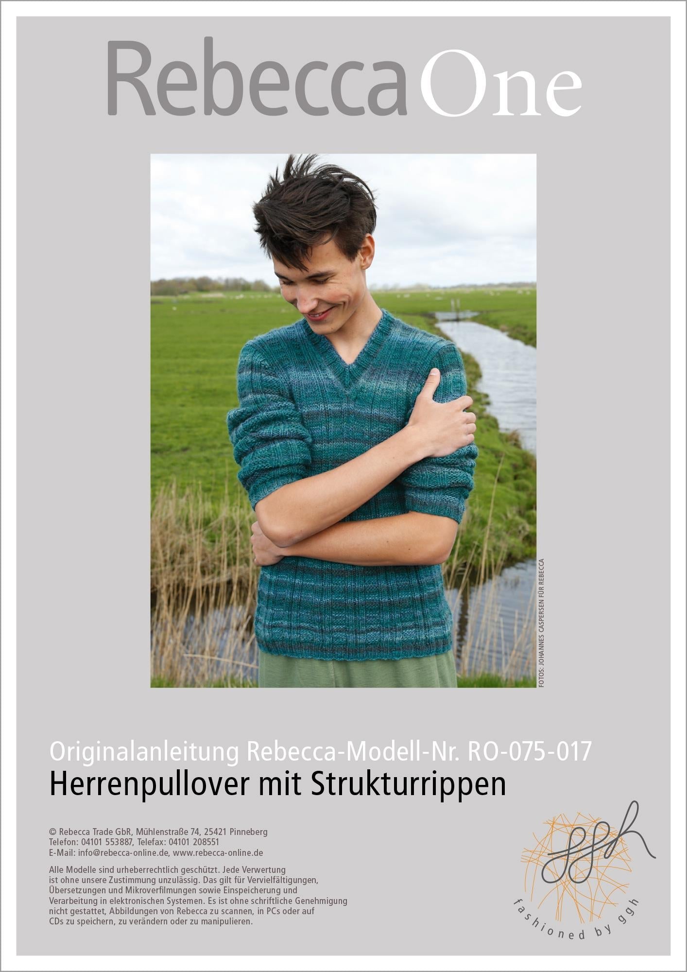 Strickanleitung - Herrenpullover m. Strukturrippen - Rebecca - Online.de