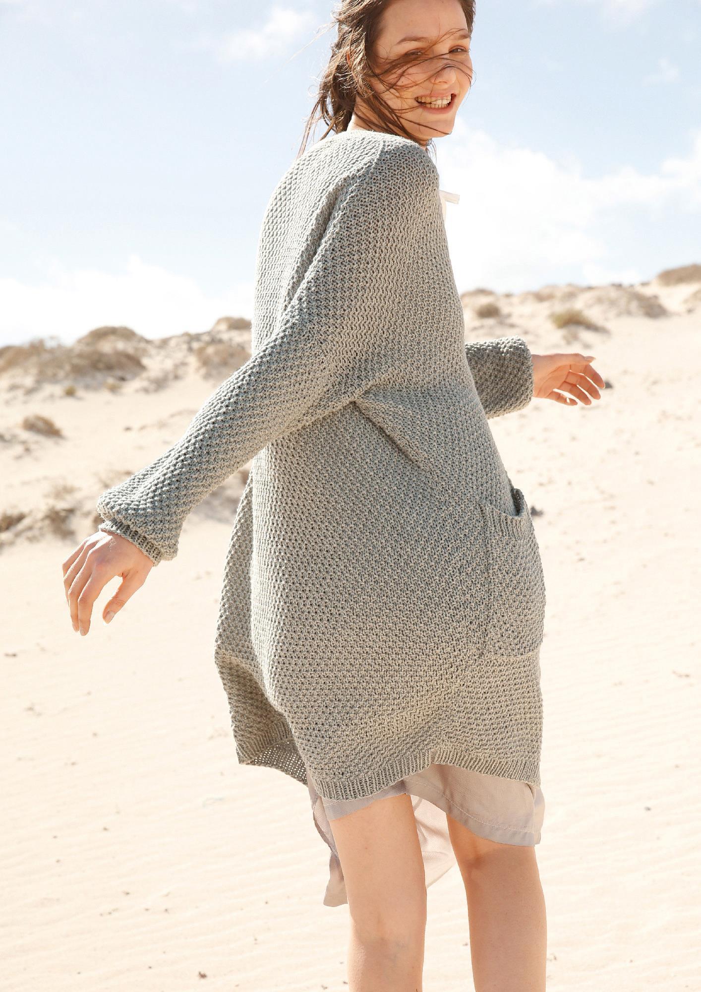 Strickanleitung - Lange Jacke im Perlmuster - Rebecca - Online.de