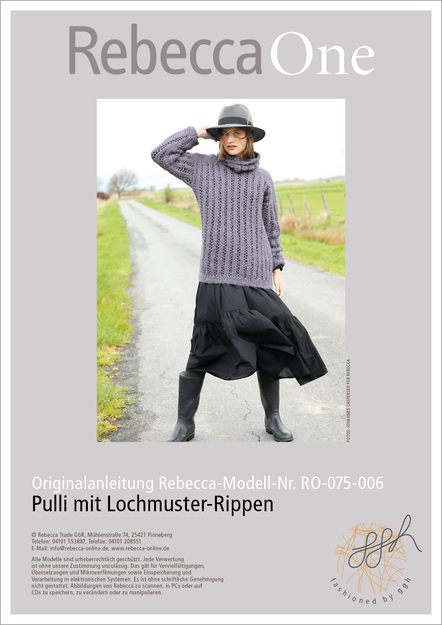 Strickanleitung - Pulli mit Lochmuster - Rippen - Rebecca - Online.de