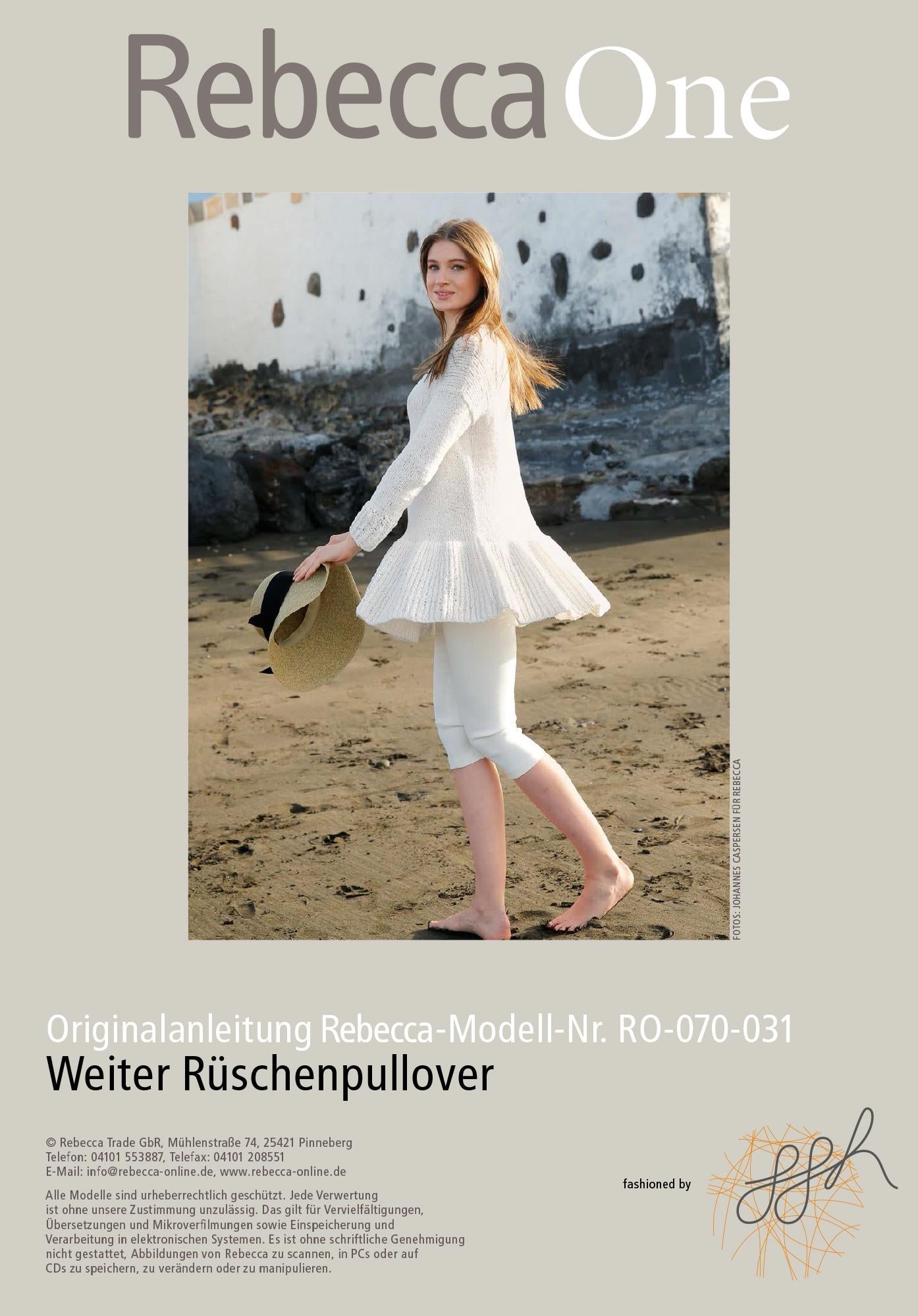 Strickmuster - Weißer Rüschenpullover - Rebecca - Online.de