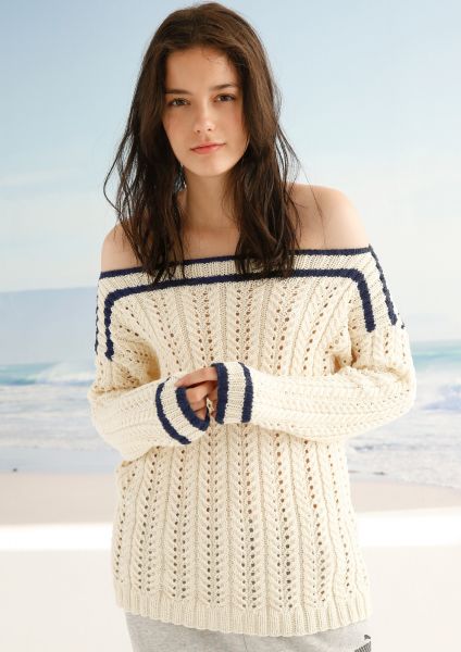 Ribbed peep-hole pattern jumper