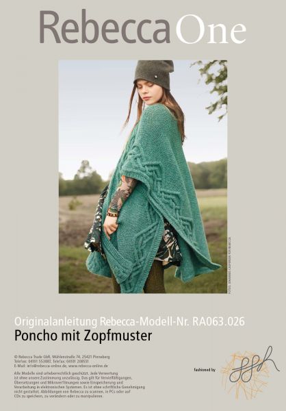 Poncho mit Zopfmuster