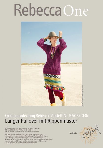 Langer Pullover mit Rippenmuster