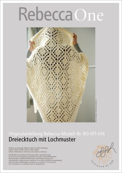 Knit pattern – triangular shawl with peep-hole pattern