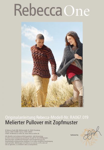 Melierter Pullover mit Zöpfen