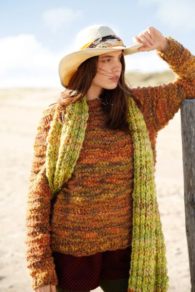 Raglanpullover mit Querrippen