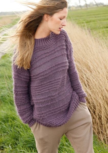 Jumper with striped horizontal ribbing