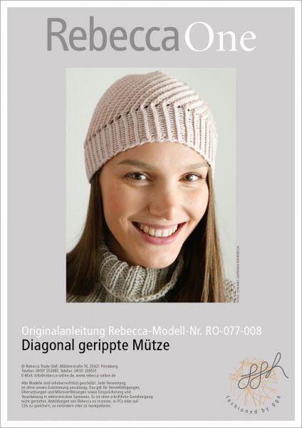 Strickanleitung - Diagonal gerippte Mütze