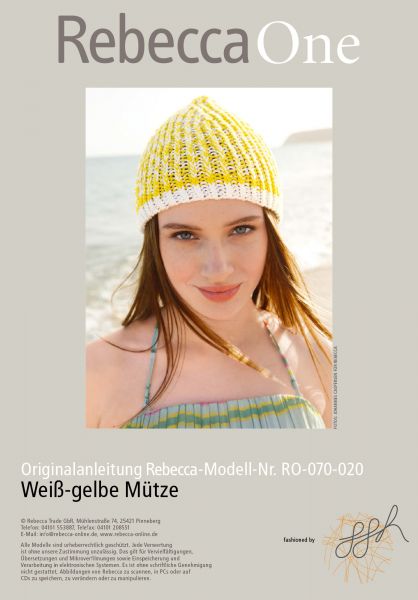 Knit pattern – white and yellow beanie