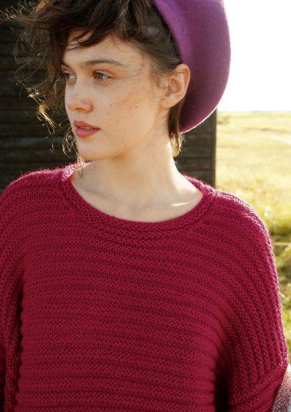 Jumper with striped horizontal ribbing