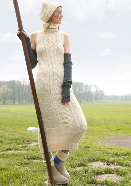 Long cable knit dress