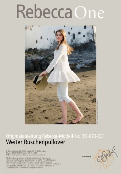 Strickmuster - Weißer Rüschenpullover