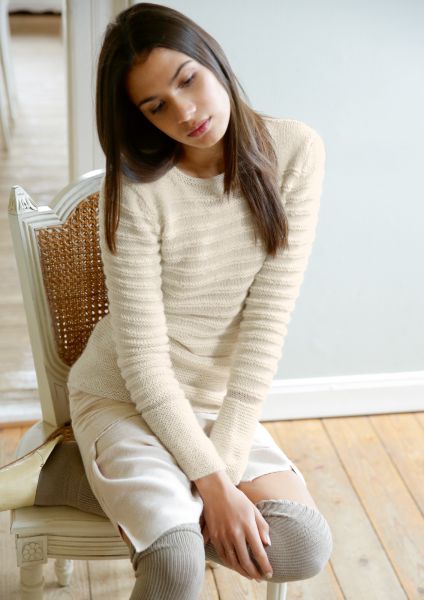 Jumper with garter-stitch stripes